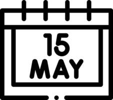 A black and white calendar with the date 15 may vector