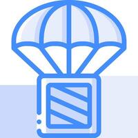 A blue parachute with a tablet on top vector