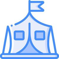 A blue tent with a flag on top vector