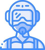 A man in a helmet with a headset on his head vector