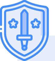 A shield with a sword and stars on it vector