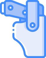 A blue and white holster with a gun in it vector