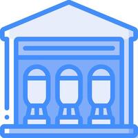 A blue icon of a building with three bottles on the front vector