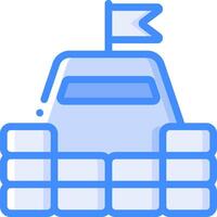 A blue tank with a flag on top of it vector