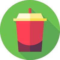 A red and yellow cup with a straw in it vector