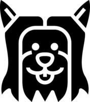 A black and white dog head with a long tail vector