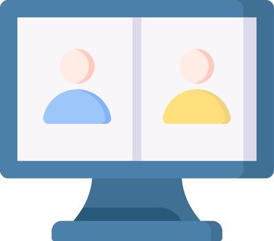 A computer screen with two people on it vector