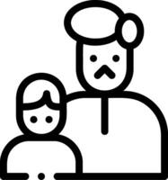 A black and white line icon of a man and child vector