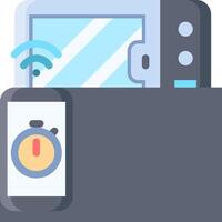 A phone and a microwave are next to each other vector
