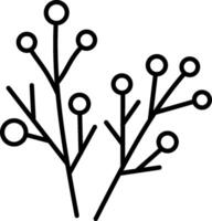 A black and white drawing of a plant with small flowers vector