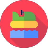 A flat icon of a boat with a green and yellow flag vector