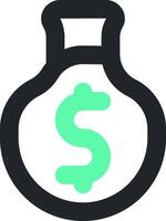 A green and black bottle with a dollar sign on it vector
