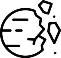 A black and white line drawing of a broken earth vector
