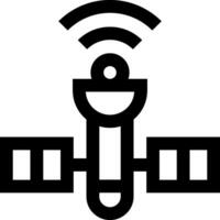 A black and white image of a satellite with wifi vector