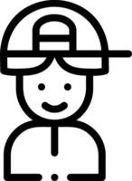 A black and white image of a man wearing a hat vector