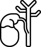 A black and white outline of a tree and a kidney vector