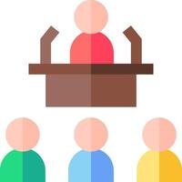 A group of people sitting at a table with a speaker in the middle vector