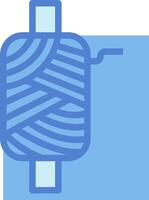 A blue and white icon of a thread vector