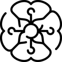 A black and white drawing of a flower with five petals vector