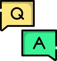 Two speech bubbles with the letter q and a vector