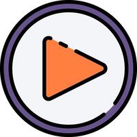 A play button icon in a circle vector