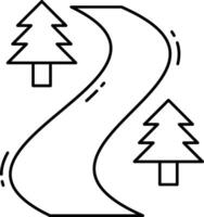 A line drawing of a road with trees and trees vector