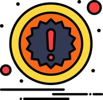 A circular icon with a exclamation mark on it vector