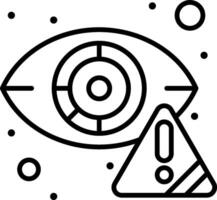 An eye with a warning sign and a triangle vector