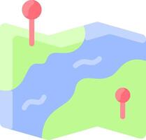Map of a river with markers vector