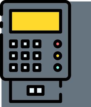 An atm machine with a yellow button vector