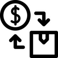 A black and white icon of a dollar sign and a shopping bag vector