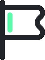 A green flag with a black arrow pointing to it vector