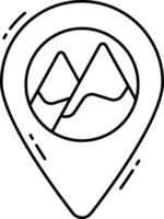 A map pin with mountains and a mountain vector