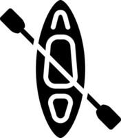 A black and white kayak with paddles vector