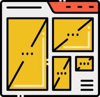 A yellow and black web page with a yellow background vector