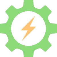 A green gearwheel with a lightning bolt on it vector
