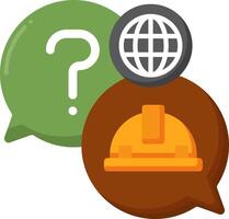 Question mark and speech bubbles with construction helmet icon illustration vector