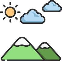The sun and clouds are shown in the background vector