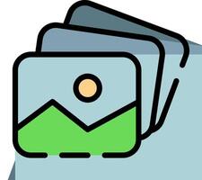 A folder with a picture of a mountain and a sun vector
