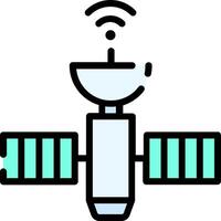 A satellite with wifi antenna and a wifi signal vector