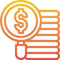 A magnifying dollar sign icon on a white background vector