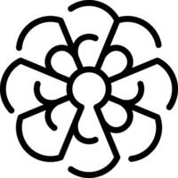 A black and white flower with a central stem vector