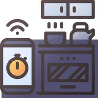 A kitchen with a smart phone and a microwave vector