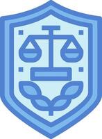 A blue shield with a scale of justice on it vector
