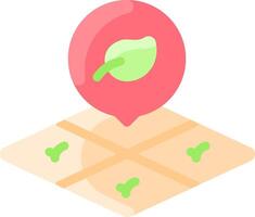 A green leaf on a map with a red dot vector