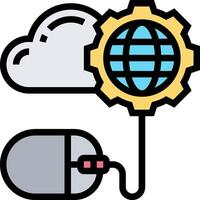 A mouse and a globe connected to a computer vector
