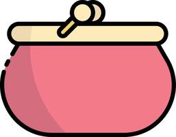 A pink pot with a wooden handle on it vector
