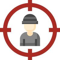 A man in a hat is in the crosshairs of a target vector