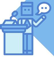 Speaker at podium with speech bubble vector