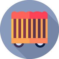 A flat icon of a train with a red and orange color vector